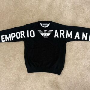 kids Emporio Armani Black and White Crewneck Sweater